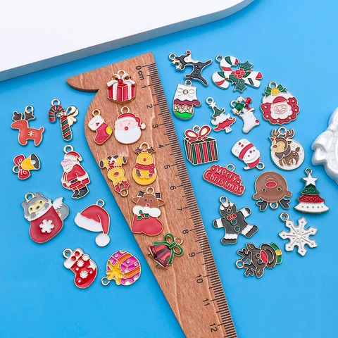 Cartoon Emaille Legierung Weihnachtsanhänger Weihnachtsmann Rentier Schneemann DIY Schmuckherstellung Anhänger Für Armband