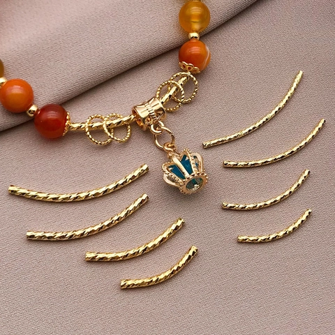 Perline a Tubo Curvo in Rame Placcato Oro Argento Motivo ad Elica per Creazione Gioielli Fai-da-te Bracciale Collana