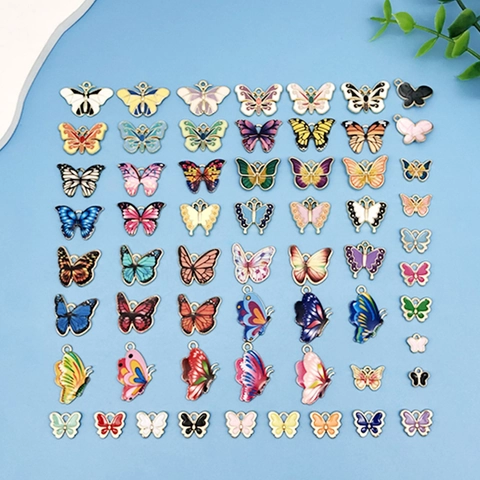 Pendentifs Papillon en Alliage de Zinc Émaillé pour Bijoux DIY Breloques Papillon Imprimées pour Colliers Bracelets