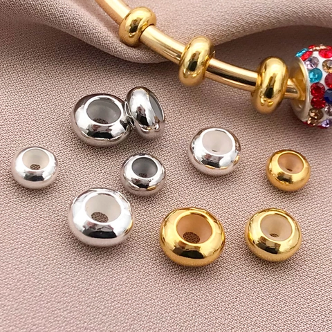 Real Gold Plated Copper Silicone Positioning Beads Round Stopper Spacer Beads For DIY Bracelet Necklace Handmade Jewelry Accessory