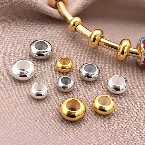 Real Gold Plated Copper Silicone Positioning Beads Round Stopper Spacer Beads For DIY Bracelet Necklace Handmade Jewelry Accessory
