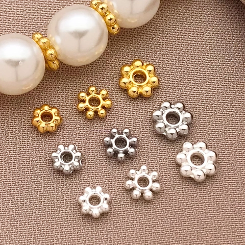 18K Gold Plated Copper Flower Snowflake Spacer Beads For DIY Jewelry Making Bracelet Necklace Accessories Crafting Spacers
