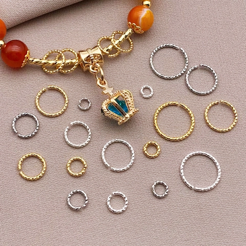 Anellini Aperti Torsione Spirale in Rame Placcato Oro 18K Anello di Connessione Intrecciato Per Creazione Gioielli Bracciale Fai Da Te