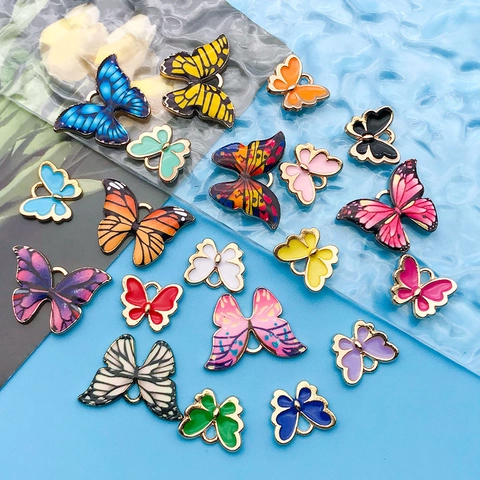 Butterfly Alloy Enamel Pendants For Jewelry Making DIY Colorful Insect Charms With Hanging Loop Vintage Style Jewelry Finding