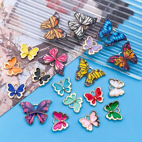 Butterfly Alloy Enamel Pendants For Jewelry Making DIY Colorful Insect Charms With Hanging Loop Vintage Style Jewelry Finding