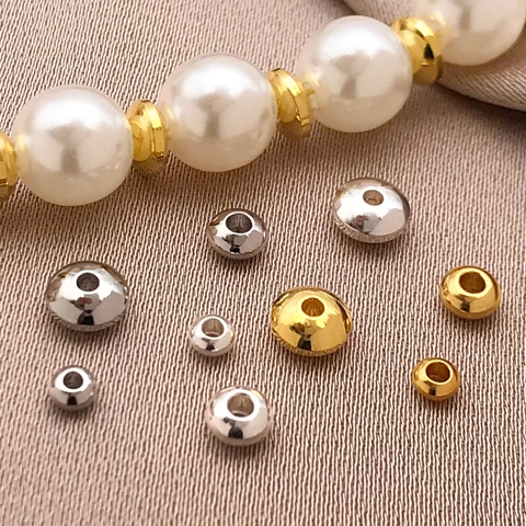Cuentas Espaciadoras de Cobre Chapadas en Oro de 18K Cuentas Lisas Forma Ábaco Platillo Redondas Planas Para Joyería DIY Pulsera