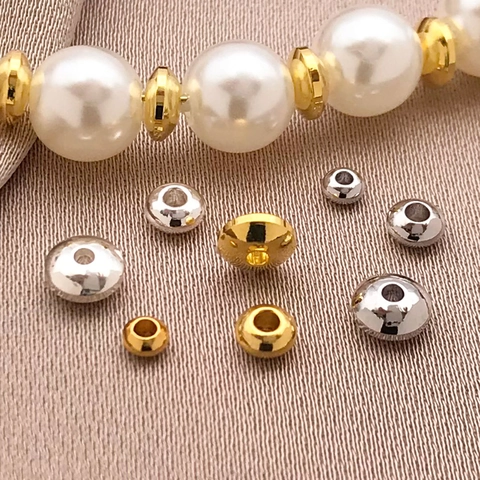 Cuentas Espaciadoras de Cobre Chapadas en Oro de 18K Cuentas Lisas Forma Ábaco Platillo Redondas Planas Para Joyería DIY Pulsera