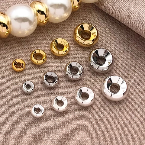 18K Gold Plated Copper Spacer Beads For Jewelry Making DIY Handmade Bracelet Necklace Crafts Round Metal Loose Beads Accessory