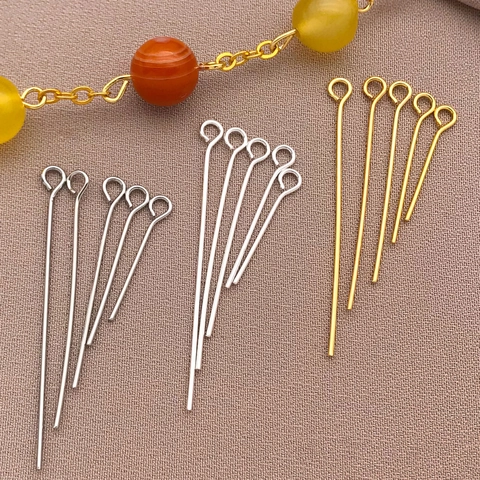Chiodini ad Occhiello in Rame Placcato Oro 18K per Creazione Gioielli Fai da Te Componenti Metallici di Qualità
