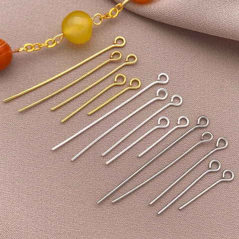 Chiodini ad Occhiello in Rame Placcato Oro 18K per Creazione Gioielli Fai da Te Componenti Metallici di Qualità