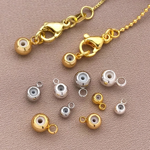 Perline Stopper in Rame Placcato Oro 18K Con Nucleo in Silicone Perline di Posizionamento Regolabili Fai Da Te Accessori Per Gioielli