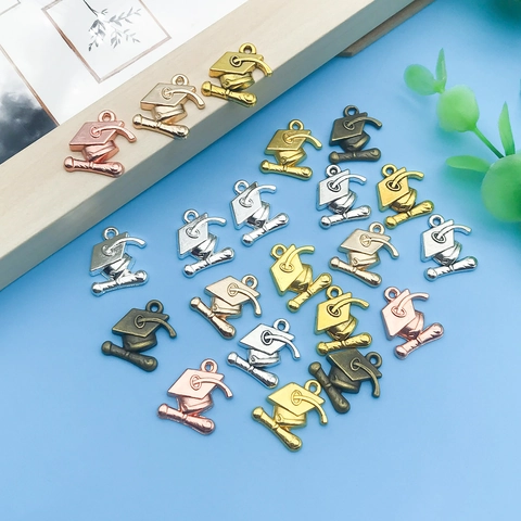 Vintage Zinc Alloy Graduation Cap Diploma Charms For DIY Bracelet Necklace Keyring Jewelry Making Mortarboard Pendants