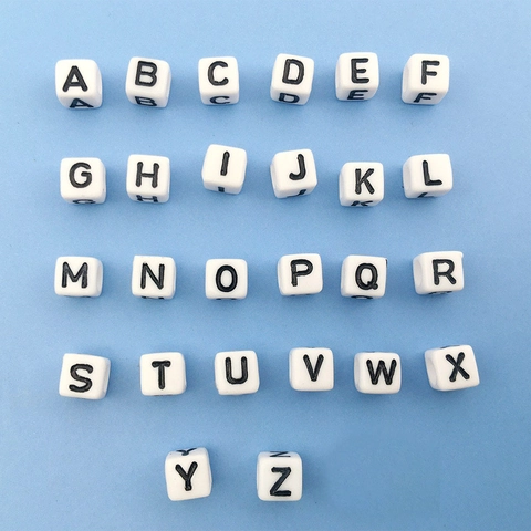 Cuentas de Letras del Alfabeto en Cubo de Acrílico Cuentas Espaciadoras Cuadradas Blancas para Hacer Joyas Pulseras