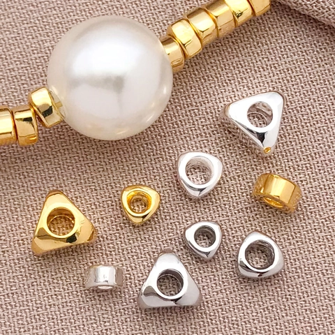 Perles de Cuivre Triangulaires Avec Placage en Or Véritable 18K Pour la Fabrication de Bijoux DIY Entretoises Pour Bracelets Et Colliers
