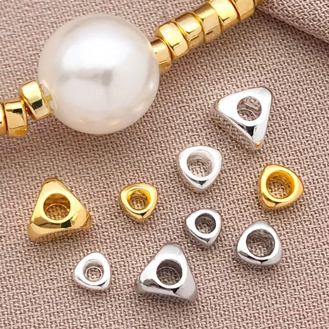 Perles de Cuivre Triangulaires Avec Placage en Or Véritable 18K Pour la Fabrication de Bijoux DIY Entretoises Pour Bracelets Et Colliers