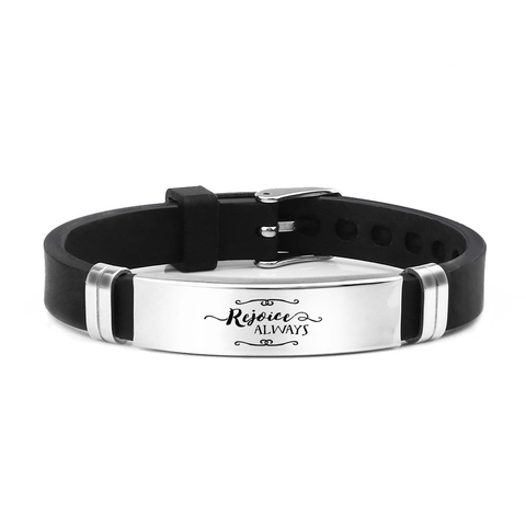 Stainless Steel Silicone Inspirational Quote Bracelet For Men Women Adjustable Religious Faith Hope Love Wristband Jewelry