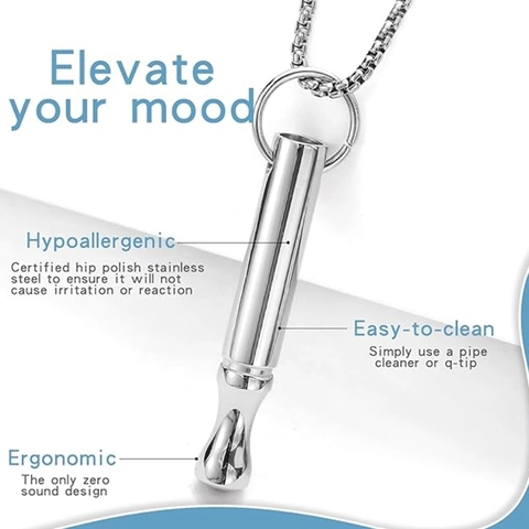 Collar de Respiración de Acero Inoxidable Colgante de Tubo para Meditación y Alivio de Ansiedad Joyería Unisex