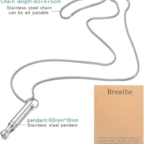 Collar de Respiración de Acero Inoxidable Colgante de Tubo para Meditación y Alivio de Ansiedad Joyería Unisex