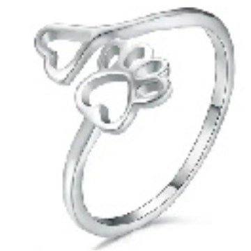 Minimalist Alloy Hollow Paw Print Heart Open Ring For Women Adjustable Animal Jewelry Gold Silver Fashion Finger Ring Accessory