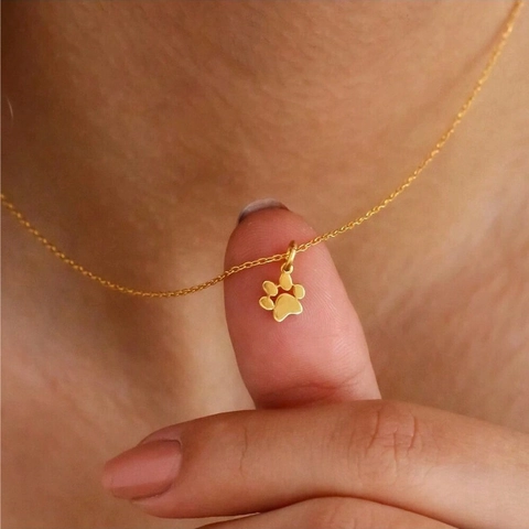 Collar Con Colgante De Huella De Pata De Acero Inoxidable Cadena Con Amuleto De Garra De Perro Gato Para Mujer Joyería