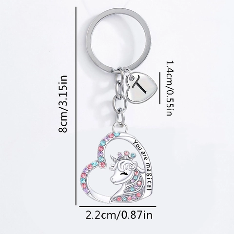 Silber Einhorn Herz Schlüsselanhänger Mit Bunten Strass Alphabet Buchstaben You Are Magical Schlüsselring Damen Schmuck