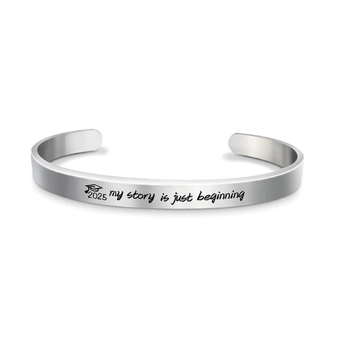2025 Graduation Stainless Steel Cuff Bracelet For Women Inspirational Engraved Quote Open Bangle Commemorative Gift Jewelry