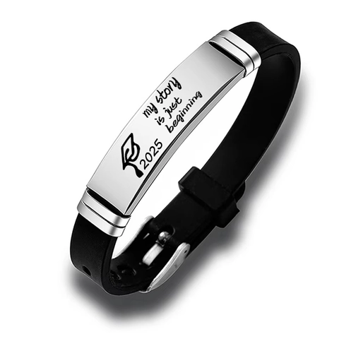 Adjustable Stainless Steel Silicone Bracelet 2025 Graduation Gifts For Him Her Inspirational Jewelry With Engraved Quote