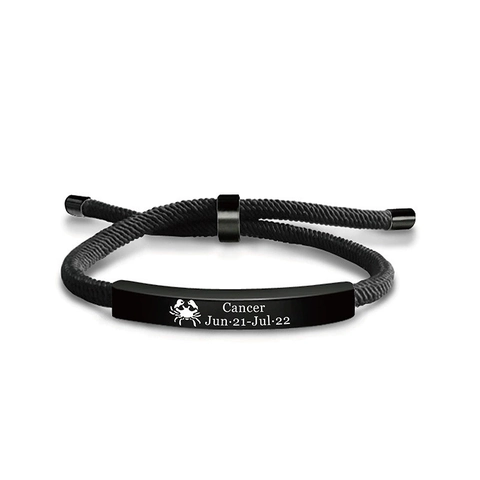 Pulsera de Cuerda Trenzada con Signos del Zodiaco de Acero Inoxidable Grabada para Hombres Mujeres Ajustable 12 Constelaciones Joyería