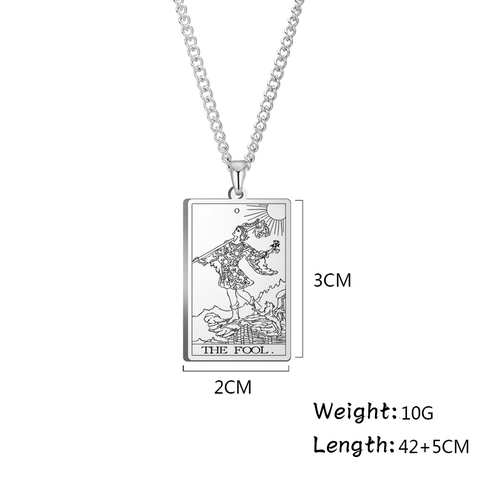 Mysteriöse Tarotkarte Anhänger Halskette Edelstahl Rechteck Tag Sonne Mond Stern Mysteriöser Schmuck Für Herren Damen Retro Halskette Geschenk
