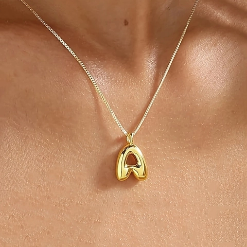 Edelstahl Vergoldet Blase Initial Anhänger Halskette Für Damen Dainty Alphabet Schmuck Spiegelglanz Finish