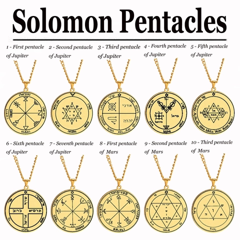 Solomon Seal Amulet Stainless Steel Pendant Necklace Jupiter Mars Saturn Religious Occult Jewelry For Men Women