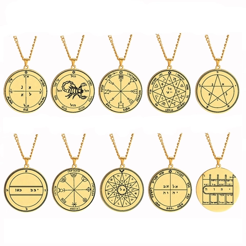 Solomon Seal Amulet Stainless Steel Pendant Necklace Jupiter Mars Saturn Religious Occult Jewelry For Men Women