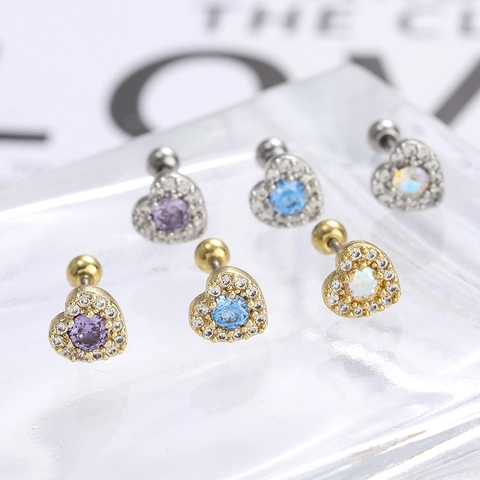 Herz Knorpelstecker Ohrringe Für Damen Edelstahl Kupfer Zirkonia Schraubverschluss Helix Piercing Mode Schmuck Geschenk