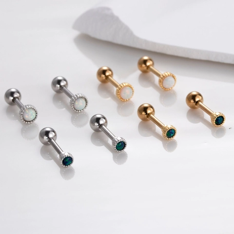 16G Edelstahl Knorpel Ohrstecker Für Damen Synthetischer Opal Zirkon Eingelegt Barbell Körper Piercing Schmuck Geschenk