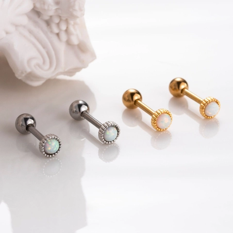 16G Edelstahl Knorpel Ohrstecker Für Damen Synthetischer Opal Zirkon Eingelegt Barbell Körper Piercing Schmuck Geschenk