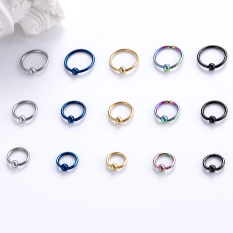 316L Edelstahl Captive Bead Ring Für Nasen Ohren Knorpel Piercing Schmuck Runder Hoop Ohrstecker Für Herren Damen