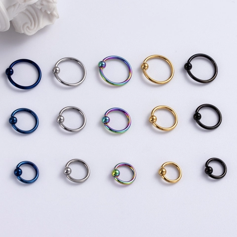 316L Edelstahl Captive Bead Ring Für Nasen Ohren Knorpel Piercing Schmuck Runder Hoop Ohrstecker Für Herren Damen