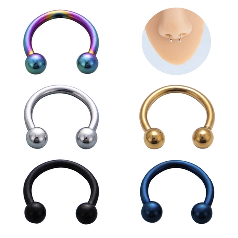 316 Edelstahl Hufeisen Septum Ring C-Form Rundhantel Körperpiercing Schmuck Für Damen Herren Einfache Mode