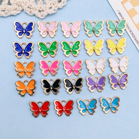 Breloques Papillon en Alliage Émaillé Coloré pour la Fabrication de Bijoux DIY Pendentifs Insectes Mignons pour Colliers Bracelets