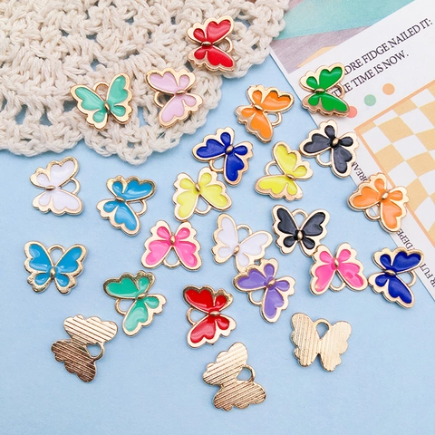 Breloques Papillon en Alliage Émaillé Coloré pour la Fabrication de Bijoux DIY Pendentifs Insectes Mignons pour Colliers Bracelets