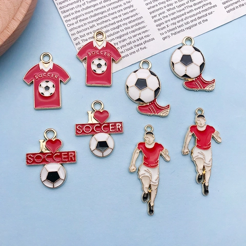 Soccer Theme Alloy Drip Oil Pendants For DIY Jewelry Making Athlete Jersey Ball Enamel Charms For Keychain Earrings Accessory