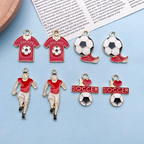Soccer Theme Alloy Drip Oil Pendants For DIY Jewelry Making Athlete Jersey Ball Enamel Charms For Keychain Earrings Accessory