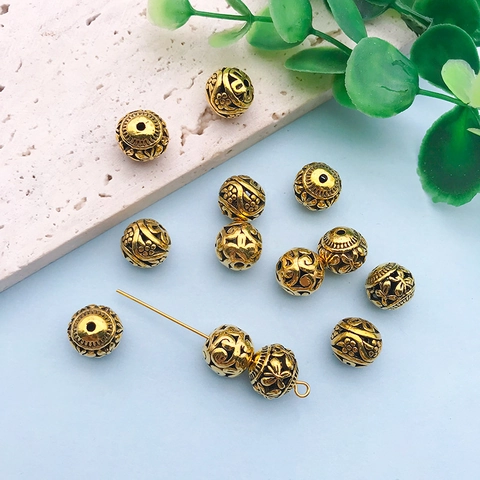 Vintage Antique Gold Silver Hollow Butterfly Flower Zinc Alloy Spacer Beads For DIY Jewelry Making Bracelet Findings