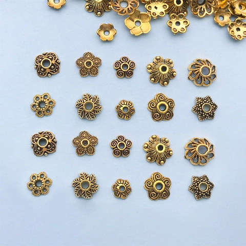Antique Gold Filigree Flower Bead Caps Hollow Alloy Spacer Beads For DIY Jewelry Making Bracelet Necklace Accessories