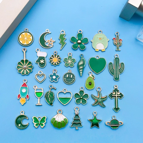 Set di Ciondoli in Lega di Smalto Verde per Creazione Gioielli Fai da Te Bracciale Collana Orecchini Forniture Artigianali Pendenti