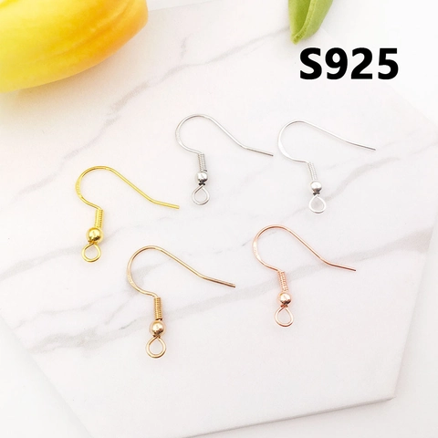 S925 Stamped Earring Hooks DIY Jewelry Findings With Spring And Bead Plated Copper Iron Fish Hook Earrings Accessories