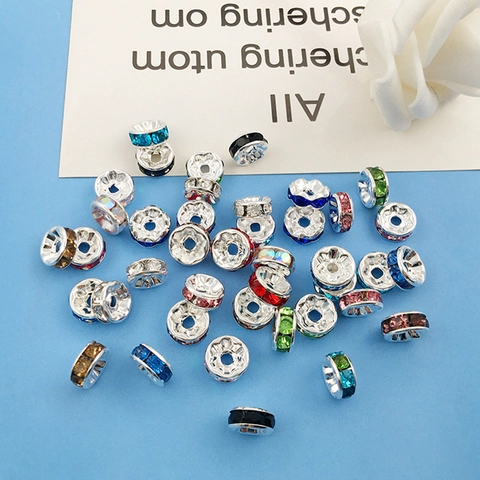 Strass Rondelle Zwischenperlen Zinklegierung Kristall Spacer Für Schmuckherstellung DIY Armband Halskette Zubehör