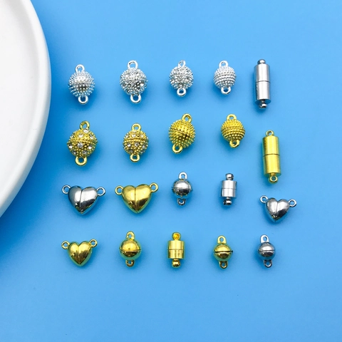 Zinc Alloy Magnetic Clasps For Jewelry Making DIY Bracelet Necklace Connectors Rhinestone Heart Round Ball Findings