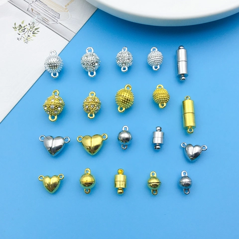Zinc Alloy Magnetic Clasps For Jewelry Making DIY Bracelet Necklace Connectors Rhinestone Heart Round Ball Findings