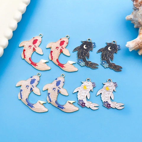 Artistic Koi Fish Enamel Drip Zinc Alloy Charms For DIY Jewelry Making Colorful Animal Pendants For Bracelet Necklace Crafting Supplies